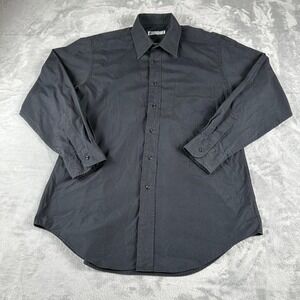 YSL VTG Button Down Up Shirt Mens 15.2 32 33 Black Old Money Minimalist